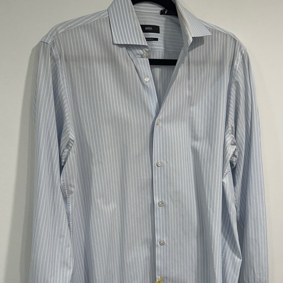 Boss Light Blue Striped Dress Shirt - Picture 3 of 4